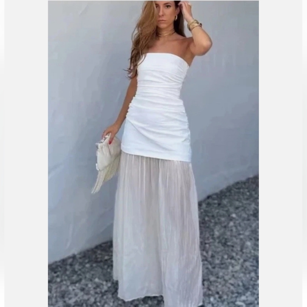 ZARA COMBINATION STRAPLESS MAXI DRESS SIZE XXL